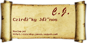 Cziráky János névjegykártya