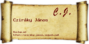 Cziráky János névjegykártya